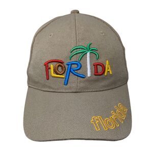 Florida Strapback Hat Tan OSFA Adjustable Embroidered 6 Panel Solid